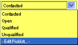 Starting Pick List Editor